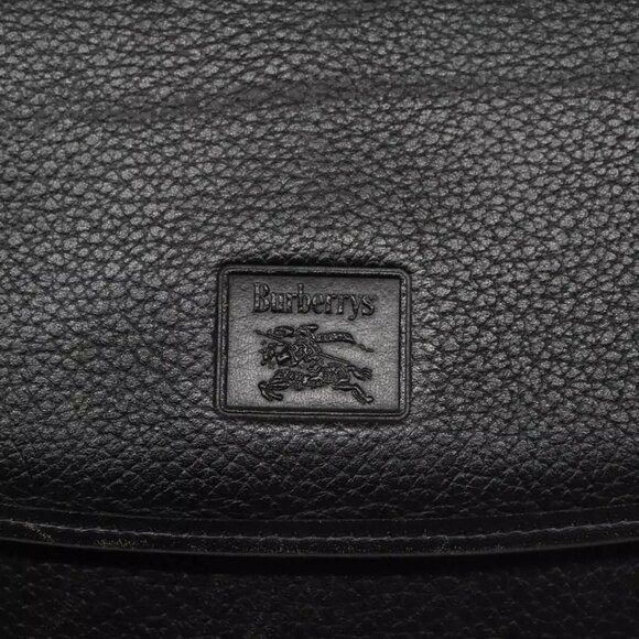 Burberrys Shoulder Bag Leather Black Auth ep6980
